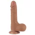 Lovetoy Klizavi Koža - dvostruki sloj dildo - 19,5cm (tamno prirodna)