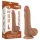 Lovetoy Klizna Koža - Dvostruki Dildo sa Testisima - 20,8 cm (tamna prirodna)