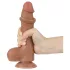 Lovetoy Klizna Koža - Dvostruki Dildo sa Testisima - 20,8 cm (tamna prirodna)