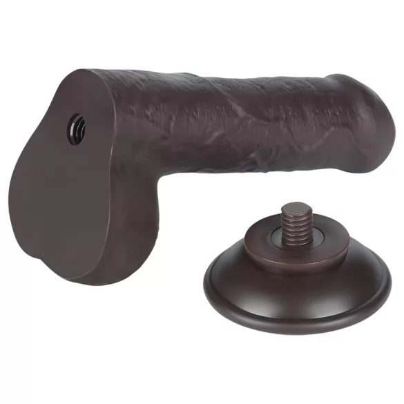 Lovetoy Sliding-Skin - dvoslojni dildo sa testisima - 18,3cm (braon)