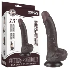   Lovetoy Sliding-Skin - dvoslojni dildo sa vakuumom - 19,5cm (braon)