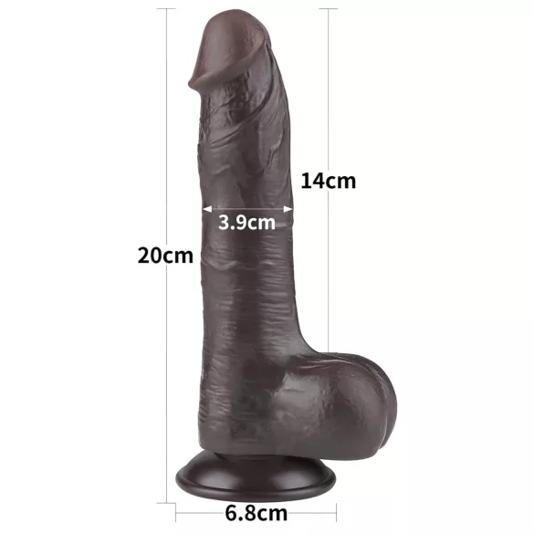 Lovetoy Sliding-Skin - dvostruki dildo sa testisima - 20cm (braon)