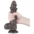 Lovetoy Sliding-Skin - dvostruki dildo sa testisima - 20cm (braon)