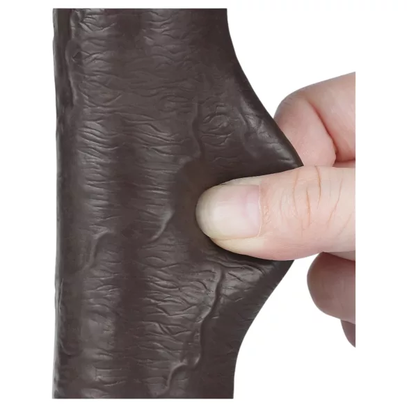 Lovetoy Sliding-Skin - dvoslojni dildo sa vakuumom - 20,8cm (braon)