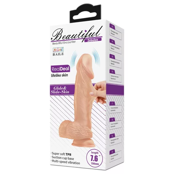 Baile Zebulon - realistični vibrator sa testisima - 19 cm (prirodna boja)