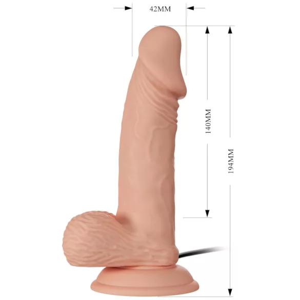 Baile Zebulon - realistični vibrator sa testisima - 19 cm (prirodna boja)