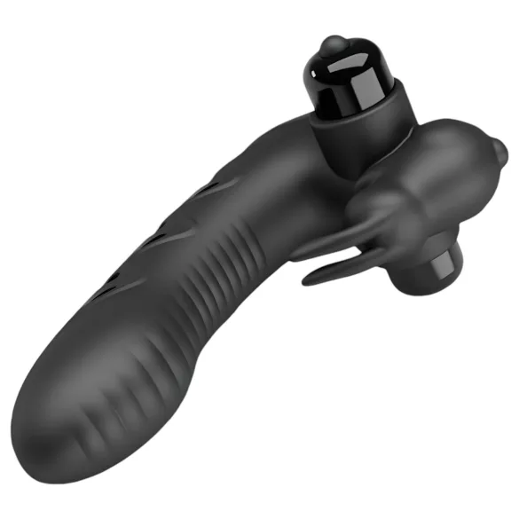 Pretty Love Vance - crni prstni vibrator sa stimulacijom klitorisa
