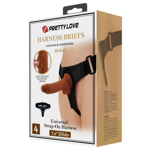 Pretty Love Opruga - univerzalni kaiš sa dildoom - 17 cm (crna)