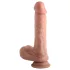 Dvojna gustina - realistčni dildo sa testisima i vakuumskom čašicom - 20 cm (natur)