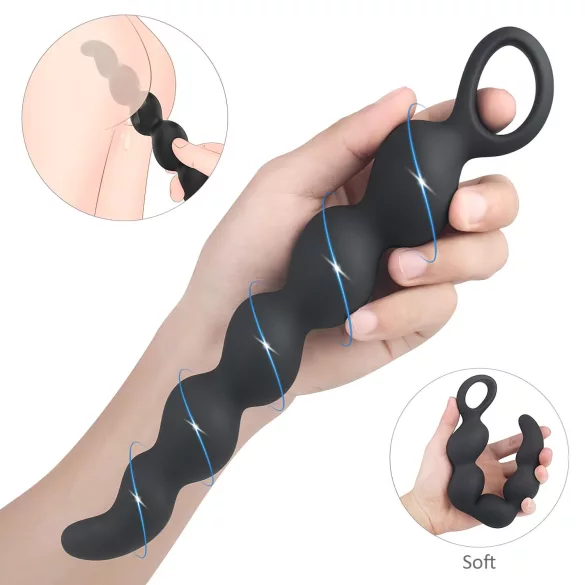 Sex HD Steven - perlast dildo za anal (crni)