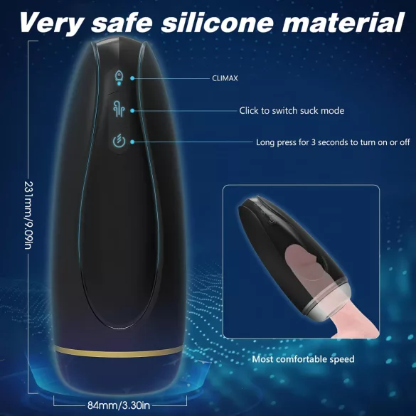 Sex HD Hawk - Punjivi vibrirajući-sisajući masturbator (crno-beli)