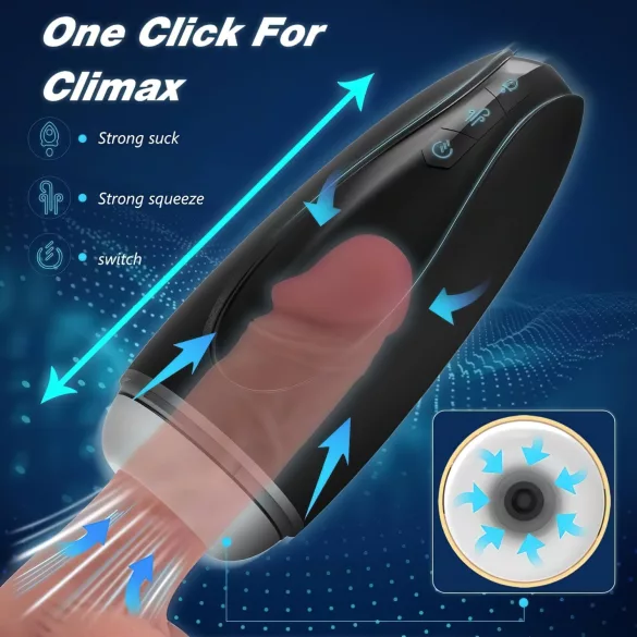 Sex HD Hawk - Punjivi vibrirajući-sisajući masturbator (crno-beli)