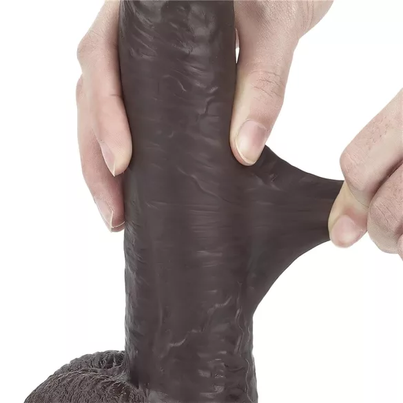 Lovetoy Sliding-Skin - dvostruki dildo - 23cm (braon)