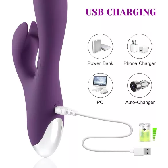 Tracy's Dog Zeka - vodootporni vibrator s klitoralnim dodatkom (ljubičasti)