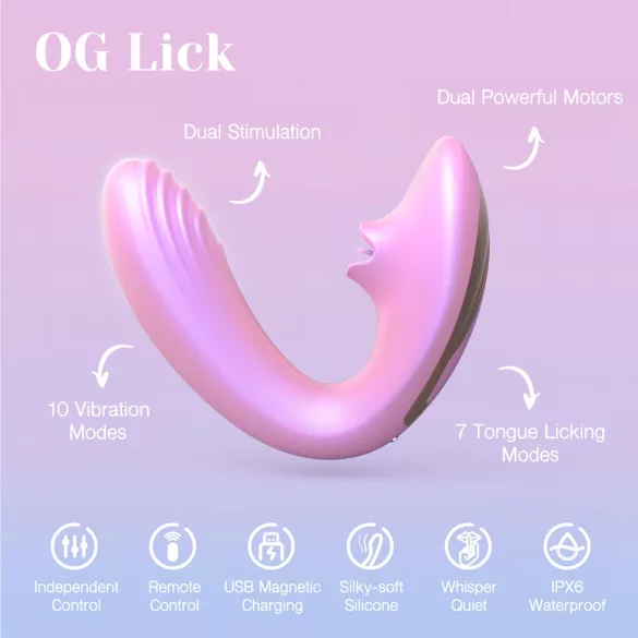 Tracy's Dog OG Lick - G-tačka vibrator i klitoralni stimulator (roze)