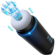   Leopard - usisni i vibracioni masturbator sa pokretom gore-dole (crni)