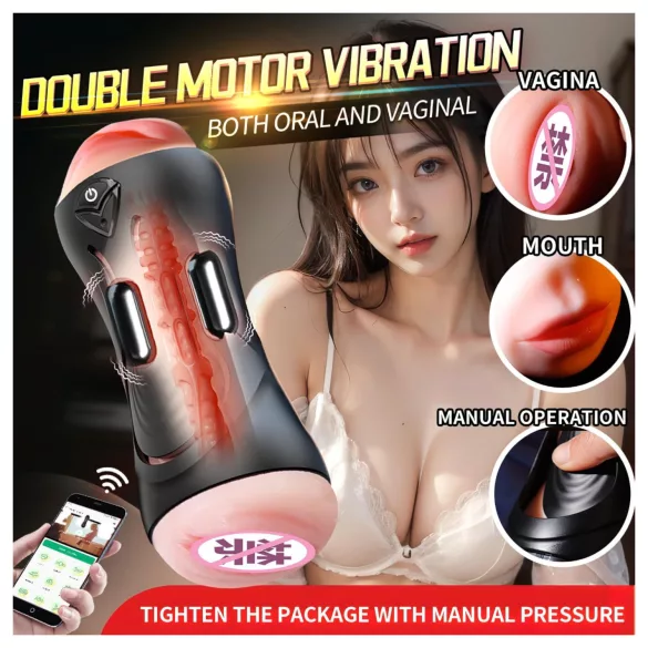 Leopard - vibrator za penis za usta i veštačku vaginu (natur)