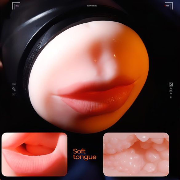 Leopard - vibrator za usta i veštačku vaginu (prirodna boja)