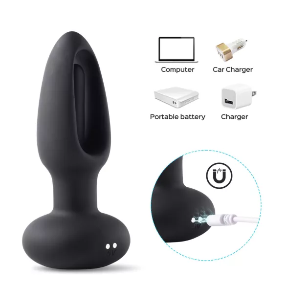 Honey Play Box Snuggy - analni vibrator sa jezikom (crni)