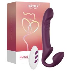   Honey Play Box Bliss - rotirajući perlasti strap-on vibrator (ljubičasti)