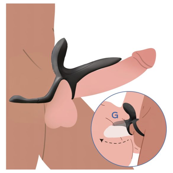 Honey Play Box Pleasure Pivot - pametna vibraciona prsten za penis i testise (crna)