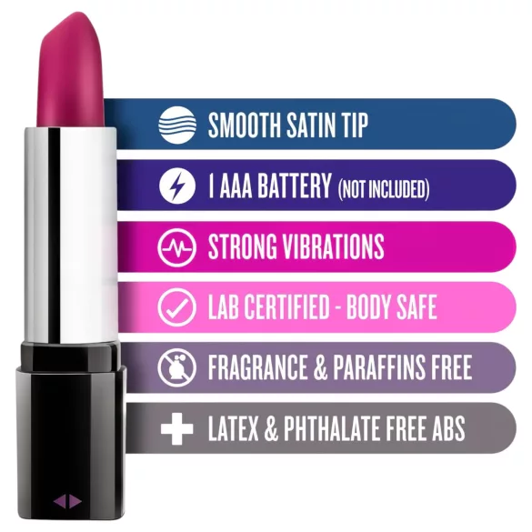 Blush Lipstick Rosé - vodootporni vibrator u crno-roze boji