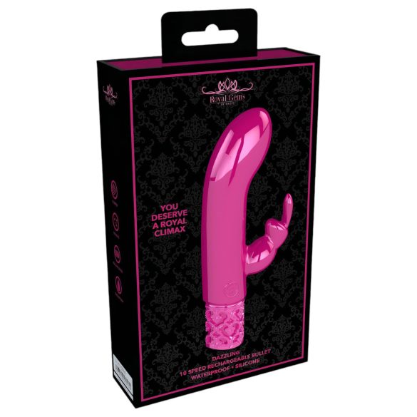 Royal Gems - elegantan pink vibrator sa klitoralnom dodatkom