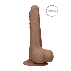   RealRock Dong 7 - prirodan dildo sa testisima (17cm) - tamna prirodna boja