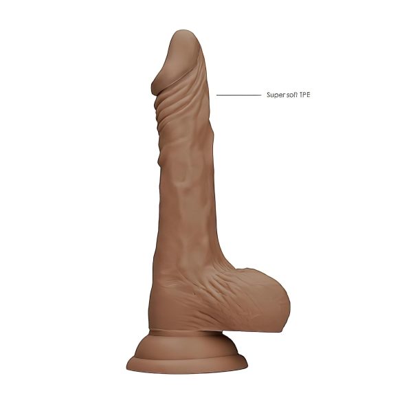 RealRock Dong 7 - prirodan dildo sa testisima (17cm) - tamna prirodna boja
