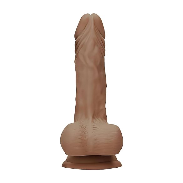 RealRock Dong 7 - prirodan dildo sa testisima (17cm) - tamna prirodna boja