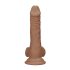 RealRock Dong 7 - prirodan dildo sa testisima (17cm) - tamna prirodna boja