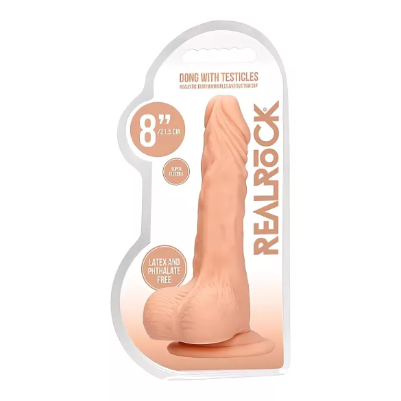 RealRock Dong 8 - realistični dildo sa testisima (20cm) - prirodna boja