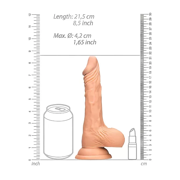 RealRock Dong 8 - realistični dildo sa testisima (20cm) - prirodna boja