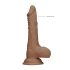 RealRock Dong 20 cm - realistični dildo sa testisima (tamniji prirodni ton)
