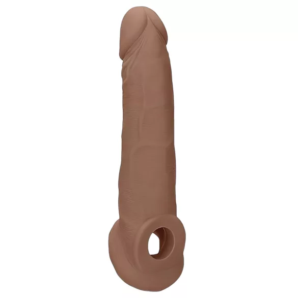 RealRock Penis Rukavac 9 (21,5 cm) - tamna prirodna boja