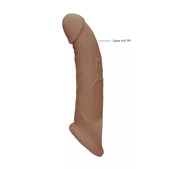 RealRock Penis Rukavac 9 (21,5 cm) - tamna prirodna boja