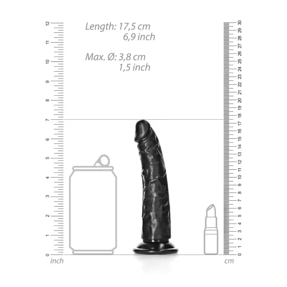 RealRock Slim реалистичан дилдо - 15,5cm (црна)