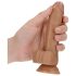 RealRock - dildo sa vakuumskom bazom i testisima - 15,5cm (tamno prirodna boja)