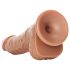 RealRock - dildo sa vakuumskom bazom i testisima - 15,5cm (tamno prirodna boja)