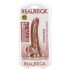 RealRock - dildo sa vakuumskom bazom i testisima - 15,5cm (tamno prirodna boja)