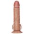 RealRock - dildo sa vakuumskom bazom i testisima - 15,5cm (tamno prirodna boja)