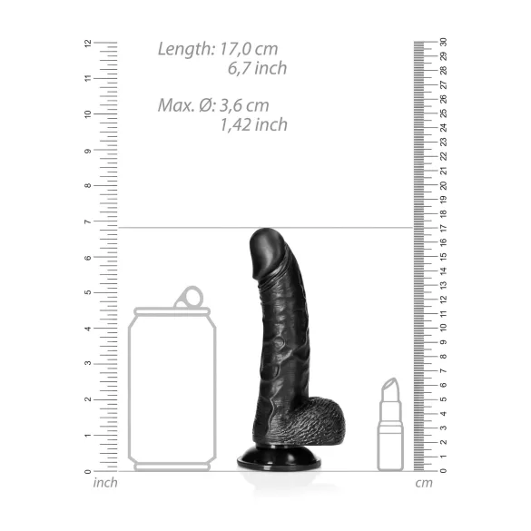 RealRock - реалистични дилдо са вакуумским држачем - 15,5cm (црна)