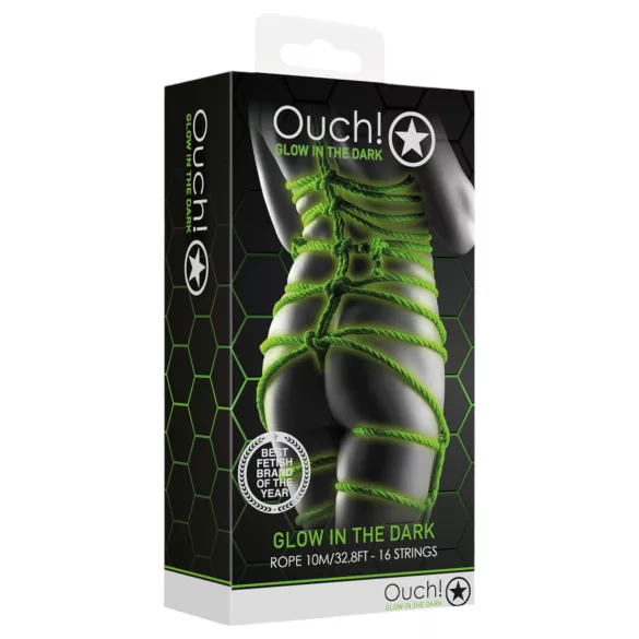 Ouch! - užaravajuće vezivo užad koja svetli u mraku (5 m, zelena)