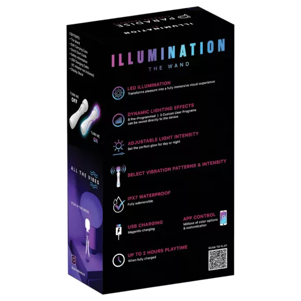 Paradise Illumination - светлећи масажни вибратор, у облику штапића (бео)