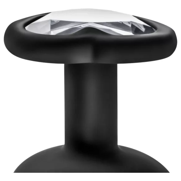 Temptasia M - srebrni analni plug sa srcem (crna) - srednji