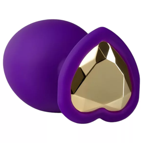 Temptasia M - zlatni kamen, srcoliki analni dildo (ljubičasti) - srednji