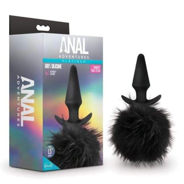 Anal Avantura Platina - analni plug sa zečjim repićem (crni)