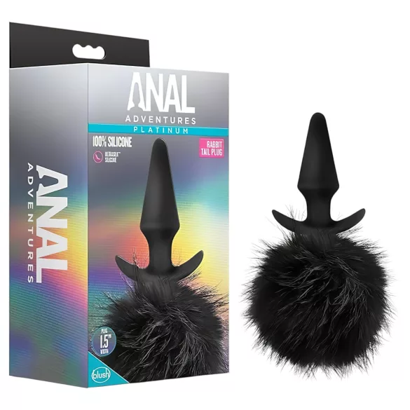 Anal Avanture Platinum - analni čep sa zecjim repom (crni)