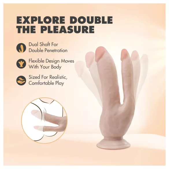 Dr. Skin 8 - Dupli Dildo sa Vakuumom (Natur)