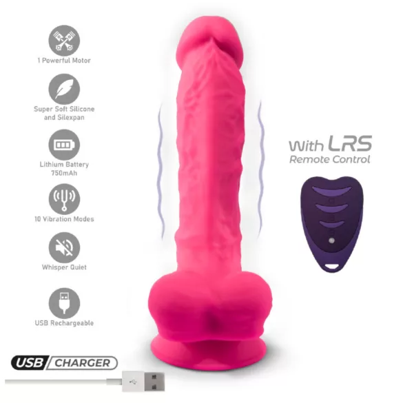 Silexd - vibrirajući dildo sa testisima i daljinskim upravljačem (roze)